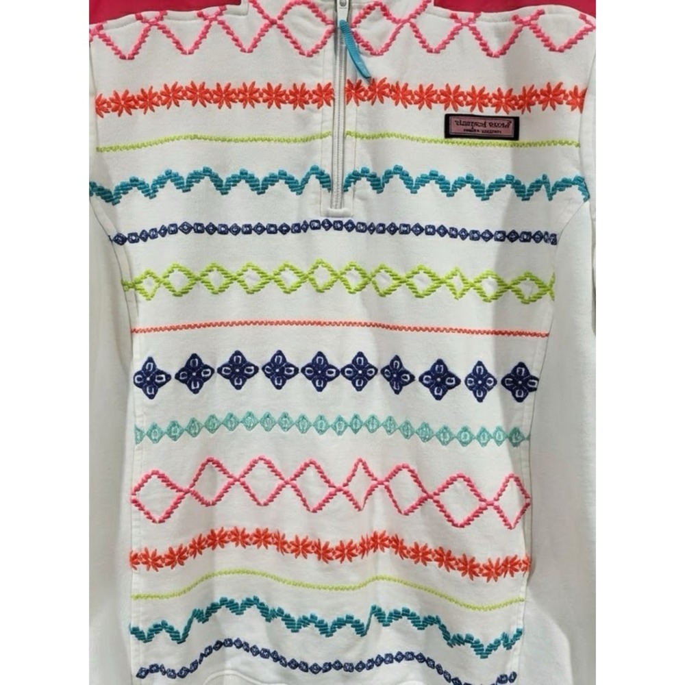Vineyard Vines Women's Medium Embroidered Shep Shirt Quarter Zip Coastal Prep - Picture 8 of 16